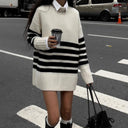 Flora Oversized Turtleneck Striped Sweater 2
