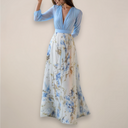 Women’s Long Sleeves Floral Maxi Dress – V-Neck Elegance 2