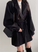 Women’s Puff Sleeve Belted Coat – Lapel Collar, Short Length 6
