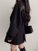 Women’s Puff Sleeve Belted Coat – Lapel Collar, Short Length 7
