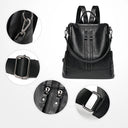 Modern PU Black Leather Backpack 3