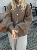 Freya Knitted Cardigan with Fuzzy Texture 1