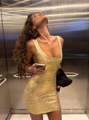 Golden Summer Sleeveless Mini Dress 2
