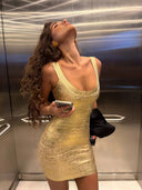 Golden Summer Sleeveless Mini Dress 6