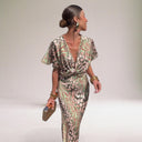 Twisted V-Neck Maxi Dress – Elegant Long Dress for Special Occasions 2