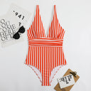 V-Neck Retro Striped Swimsuit 8