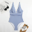 V-Neck Retro Striped Swimsuit 6