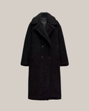 Women’s Long Teddy Coat – Double-Breasted Winter Outerwear with Lapel Collar 0