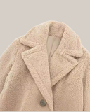 Women’s Long Teddy Coat – Double-Breasted Winter Outerwear with Lapel Collar 4
