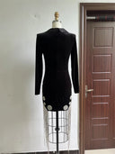 Black Sequin Fringe V-Neck Dress 4